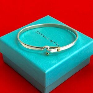 Tiffany & Co Hook Eye Bangle 18K Gold Bracelet Silver